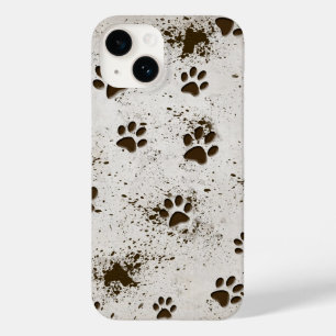 Muddy Dog Paw Prints Case-Mate iPhone 14 Case