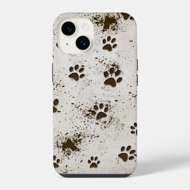 Muddy Dog Paw Prints iPhone Case (Back)