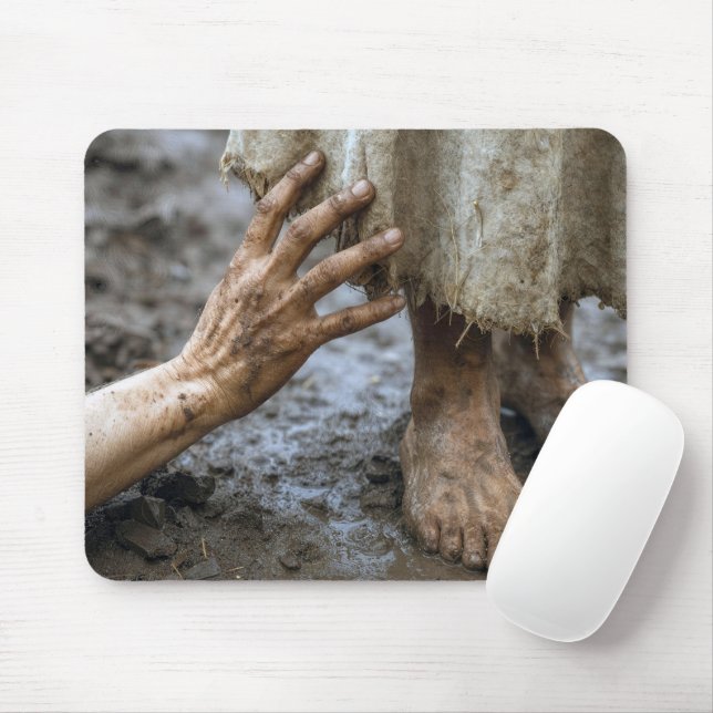 Muddy Hand Reaching for Jesus Mouse Pad (With Mouse)