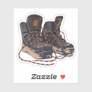 Muddy Hiking Boots Graphic Outdoor Adventure
