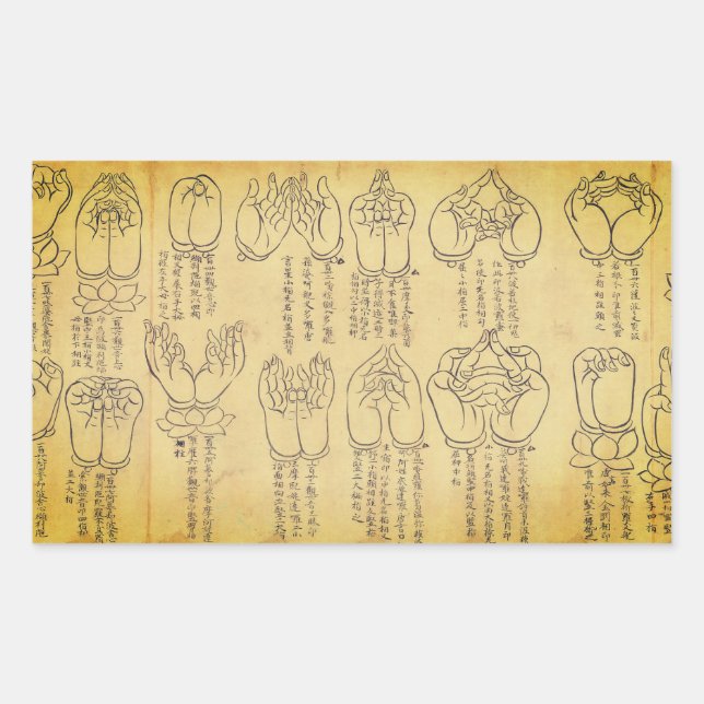 Mudras (12th-century Japanese scroll) Rectangular Sticker (Front)
