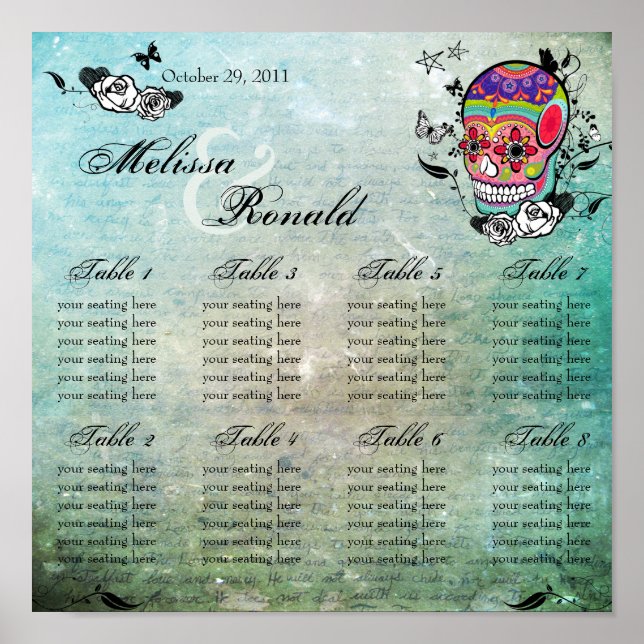 Muerte Day of the Dead Calaveras Sugar Skull Art Poster (Front)