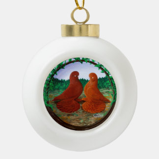 Muffed Tumbler Pigeons2 Ceramic Ball Christmas Ornament