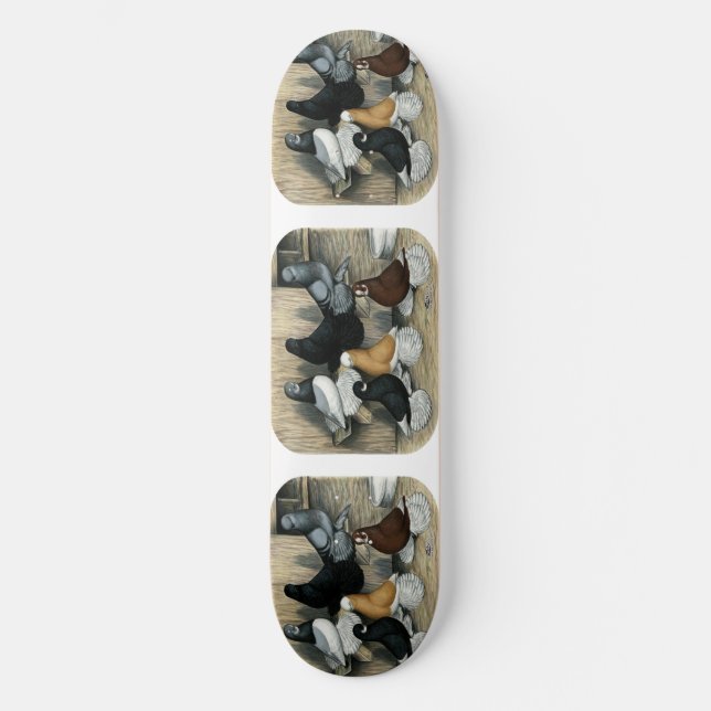 Muffed Tumbler Pigeons Skateboard (Front)