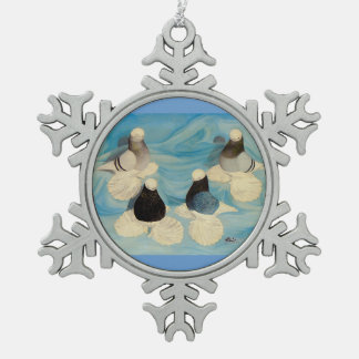 Muffed Tumblers Four Snowflake Pewter Christmas Ornament