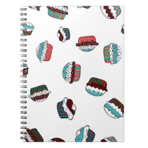 Muffin. Happy birthday cupcake background in white Notebook