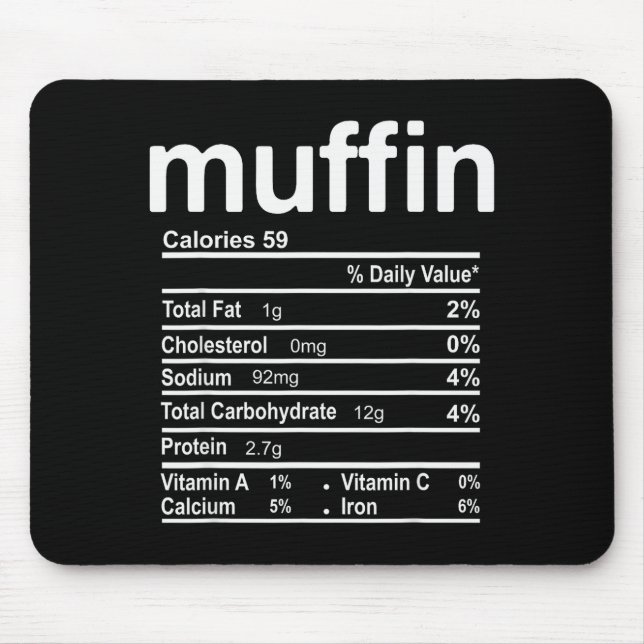 Muffin Nutrition Facts Funny Thanksgiving Christma Mouse Pad (Front)