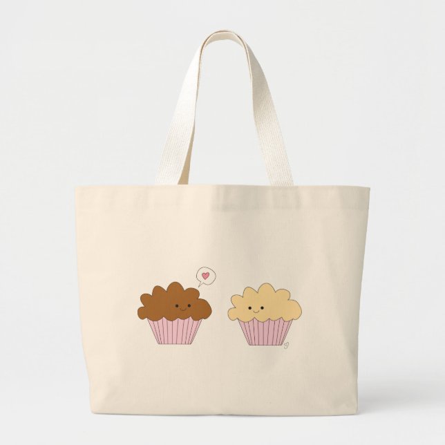 Muffins In Love Large Tote Bag (Front)
