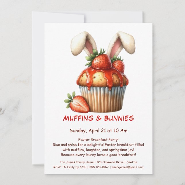 Muffins & Mornings – Easter Breakfast Party  Invitation (Front)