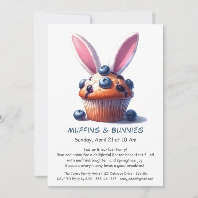 Muffins & Mornings – Easter Breakfast Party  Invitation (Front)