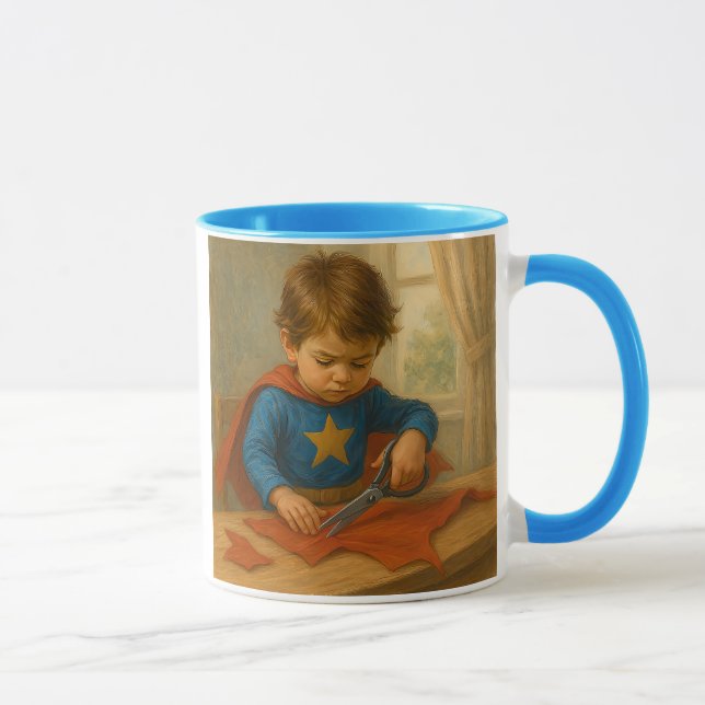Mug a child makes his costume. (Right)