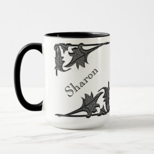 Mug - Angled Brackets and Name in Black