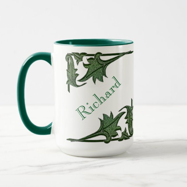 Mug - Angled Brackets and Name in Green (Left)