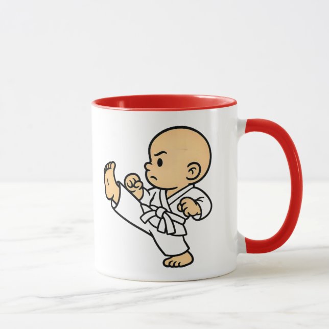 Mug baby karateka in action. (Right)