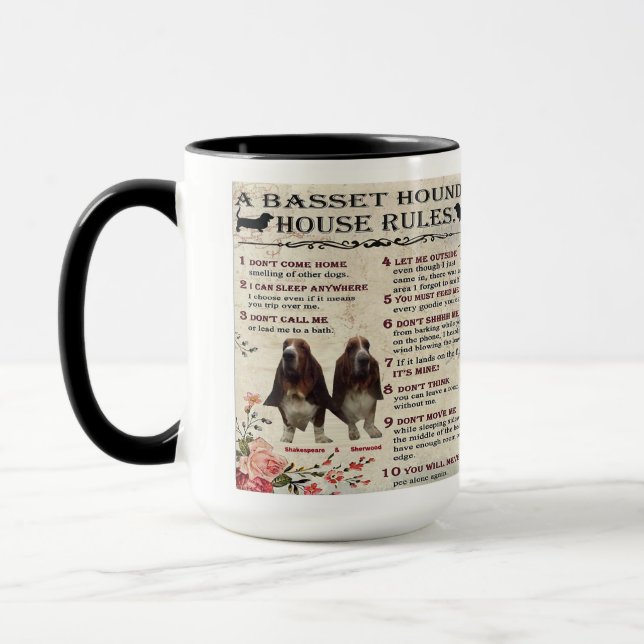 Mug Basset Hound House Rules (Left)
