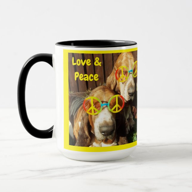Mug Basset Hounds Love & Peace (Left)