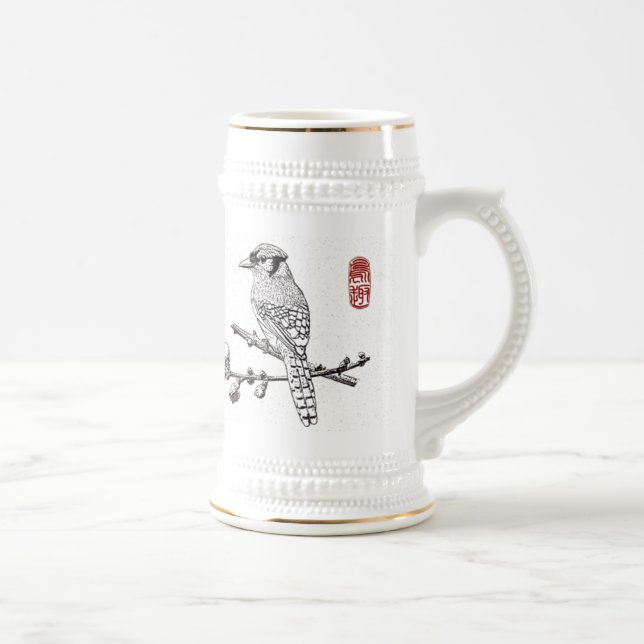 Mug_Bird_Blue Jay Beer Stein (Right)