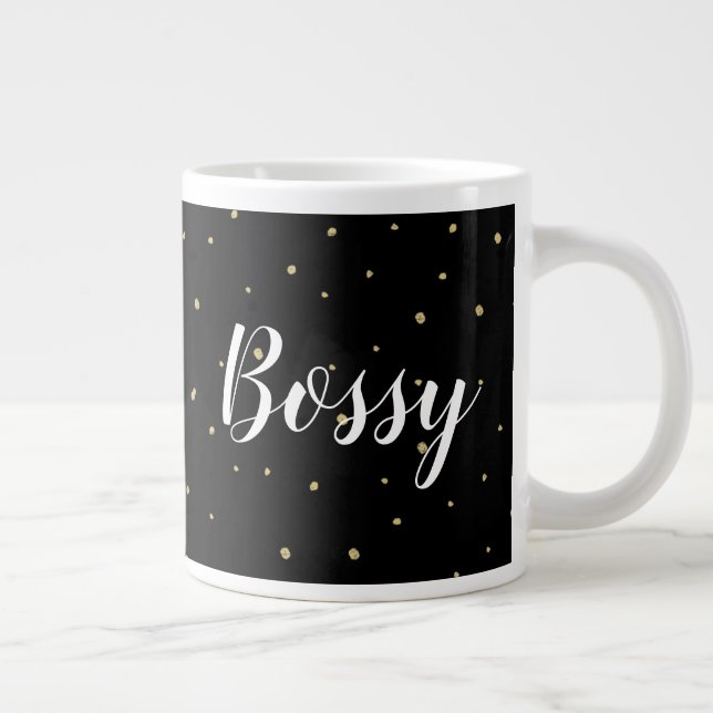 Mug - Bossy Gold Dots Confetti Black (Right)