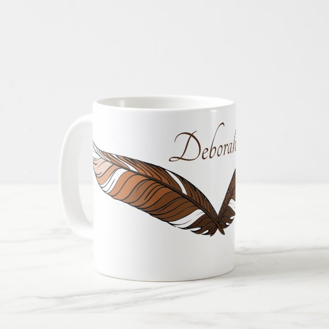 Mug - Brown Feathers and Name (Front Left)