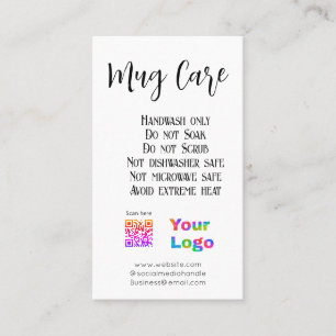 Mug care instructions add business name logo detai business card