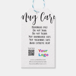 Mug care instructions add business name logo detai gift tags