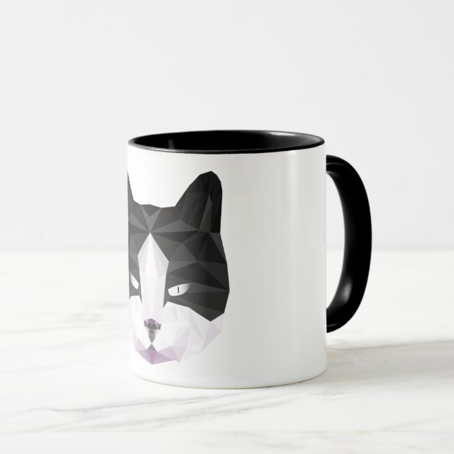 Mug cat black and white (Front Right)