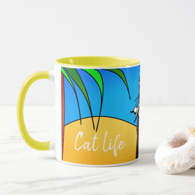 Mug cat on holiday "Cat life" (With Donut)
