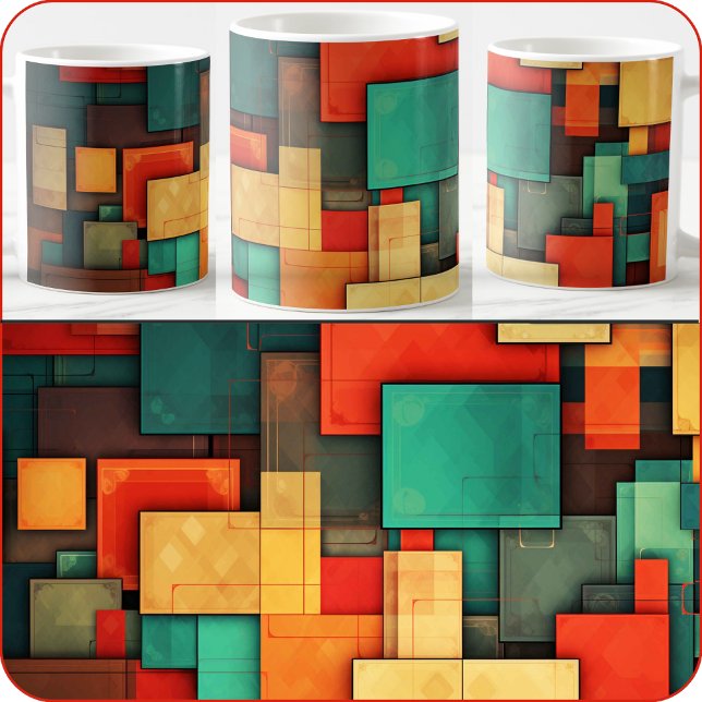 MUG - Colour-Blocks in Many Colours (Front) (A very colorful Coffee Mug, available in several other sizes ad styles.)