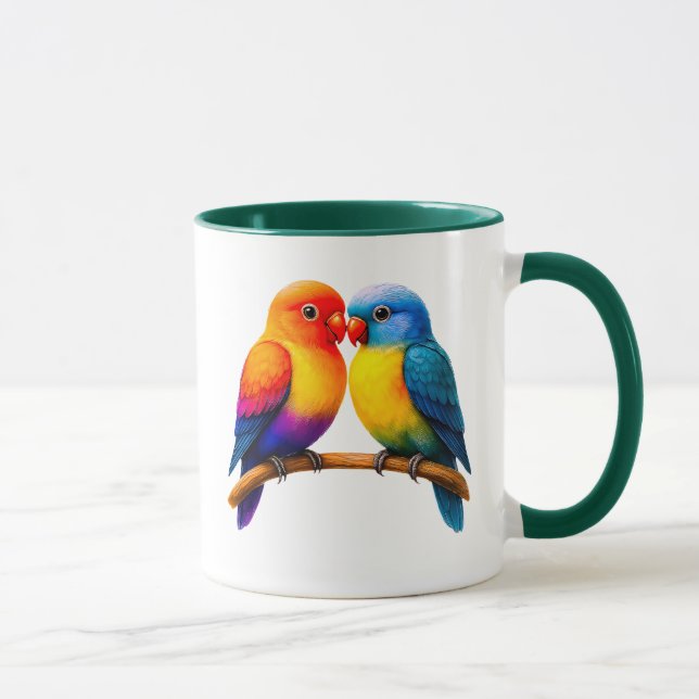 Mug couple of colored birds (Right)