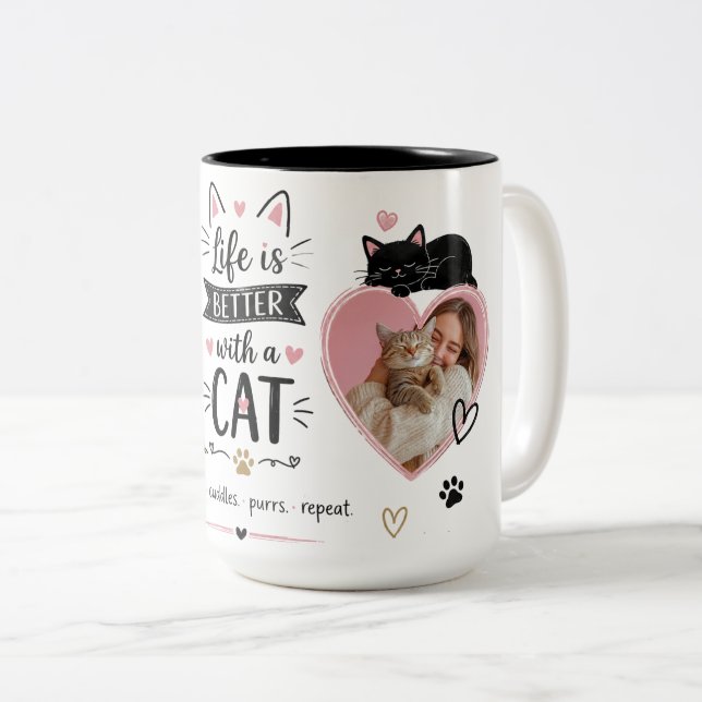 Mug For Cat Lovers With Custom Photos (Front Right)