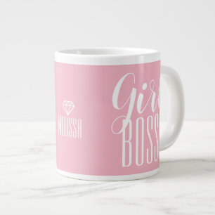 Mug Girl Boss Personalised Name Diamond Pink
