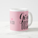Mug Girl Boss Personalised Name Heart Pink<br><div class="desc">Mug with message and place for name. Be sure to add your own name/text before ordering.</div>