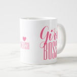 Mug Girl Boss Personalised Name Heart Pink<br><div class="desc">Mug with message and place for name. Be sure to add your own name/text before ordering.</div>
