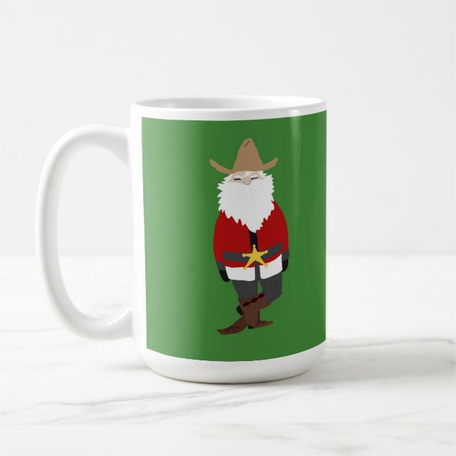 Mug- Green Cowboy Santa! Coffee Mug (Left)
