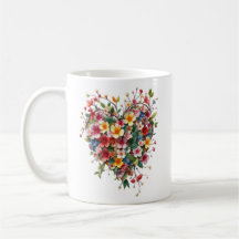 Mug Heart and flowers, Valetine's