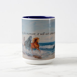 Mug, Horses in the Surf Two-Tone Coffee Mug