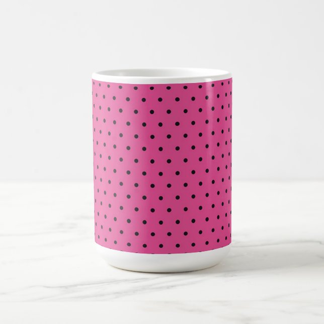 Mug/Hot Pink & Black Polka Dots Coffee Mug (Center)