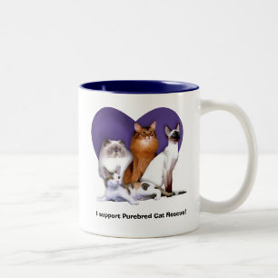 Mug: I Support Purebred Cat Rescue Two-Tone Coffee Mug