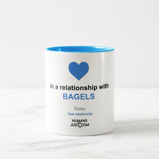 Mug: In a relationship with Bagels Two-Tone Coffee Mug (Center)