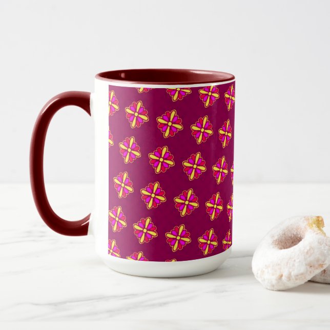 MUG Jimette Pink and Yellow Design (With Donut)
