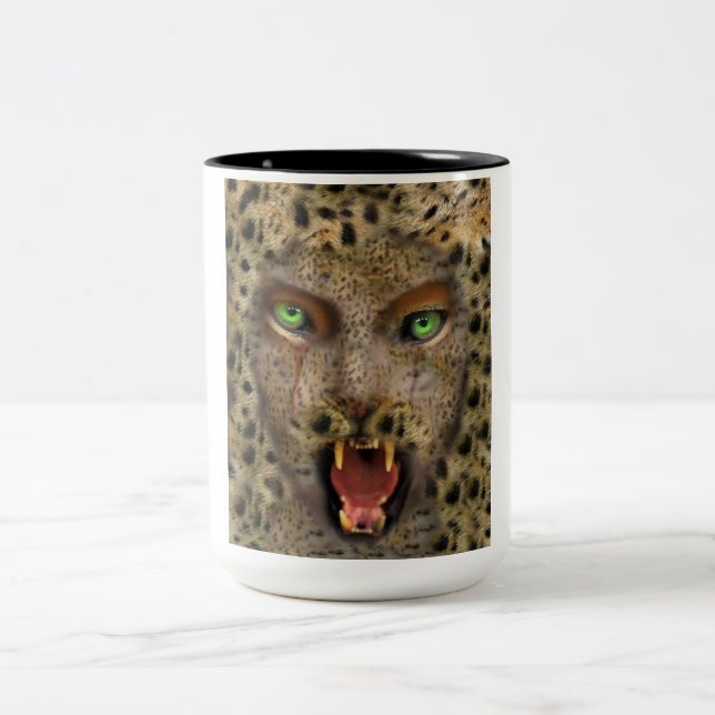 Mug,leopard Woman Two-Tone Coffee Mug (Center)
