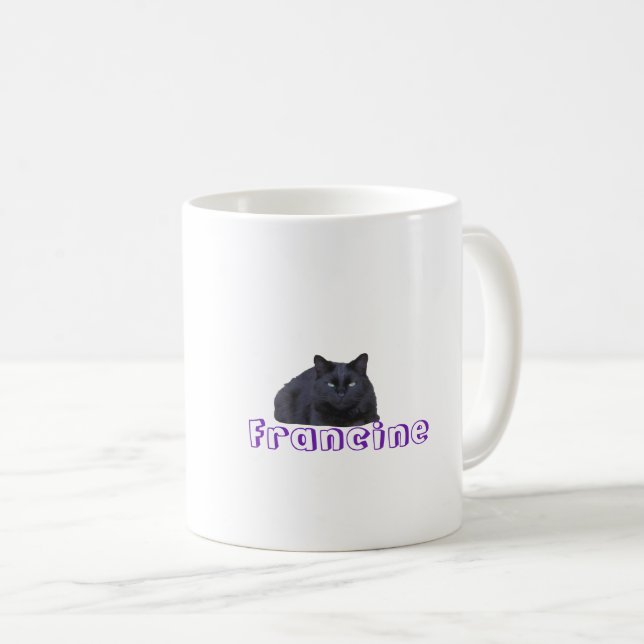 Mug - Letter with Black Cat and Name (Front Right)