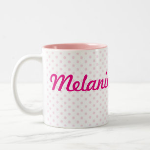 ♥ MUG ♥ MELANIE name white pink polka dot gir