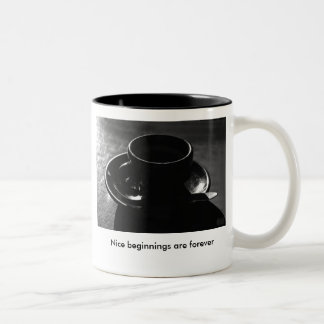 Mug, nice beginnings are forever Two-Tone coffee mug