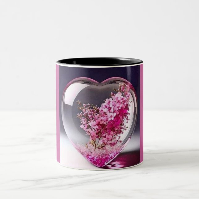 Mug of Affection: Floral Heart Design for Coffee & (Center)