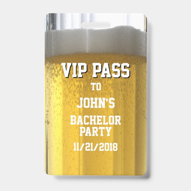 Mug of Beer Bachelor Party VIP Badge ID Badge (Front)