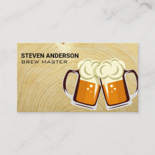 Mug of Beers Logo Wood Grain Business Card