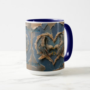 Mug Paper Cut Eagle Two Souls One Heart