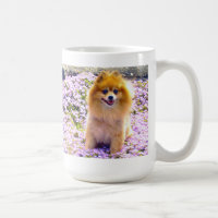 Mug | Pomeranian Marley with Mauve flowers