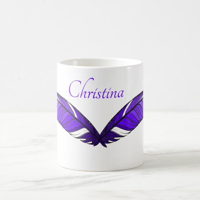 Mug - Purple Feathers and Name (Center)